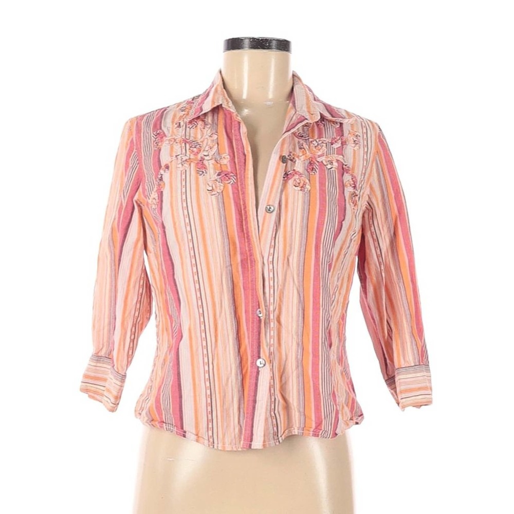 M Caribbean Joe Striped Top Tee Shirt Blouse O
